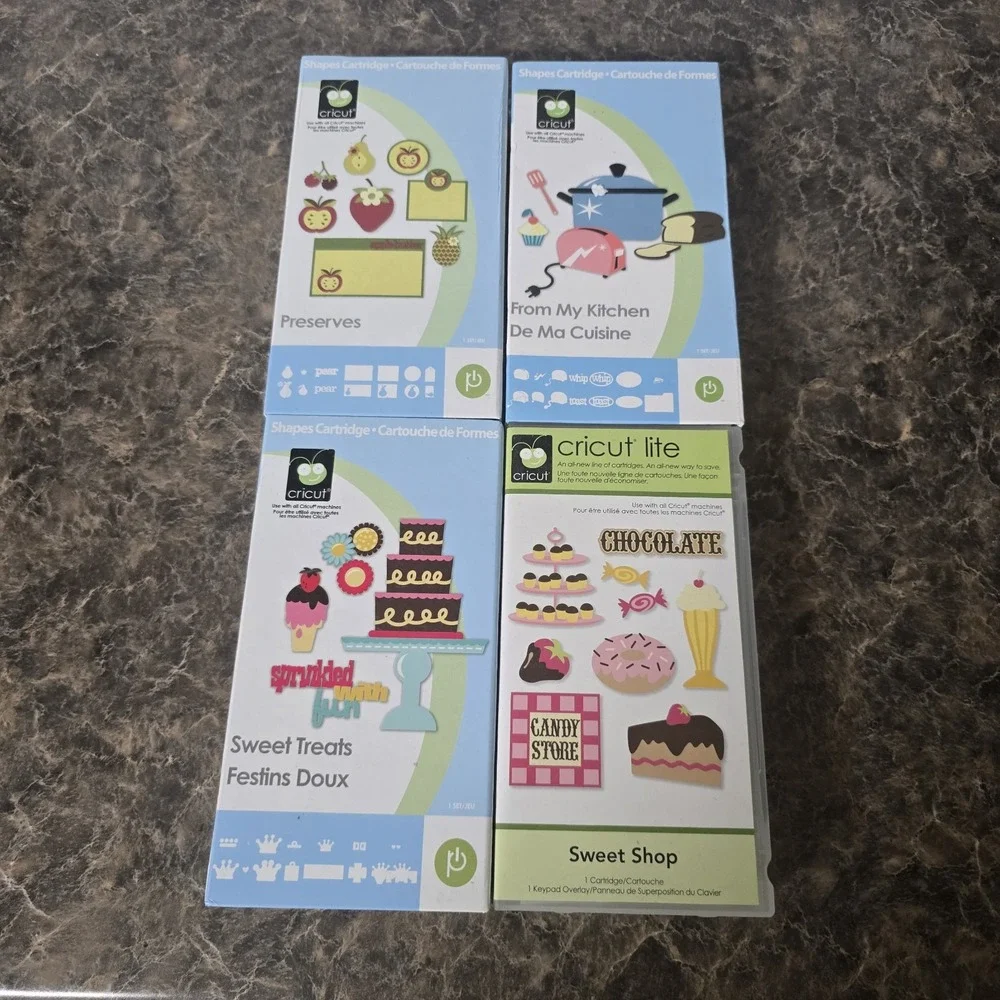 Cricut Lot of 4 Cartridges Preserves From My Kitchen Sweet Treats Sweet Shop